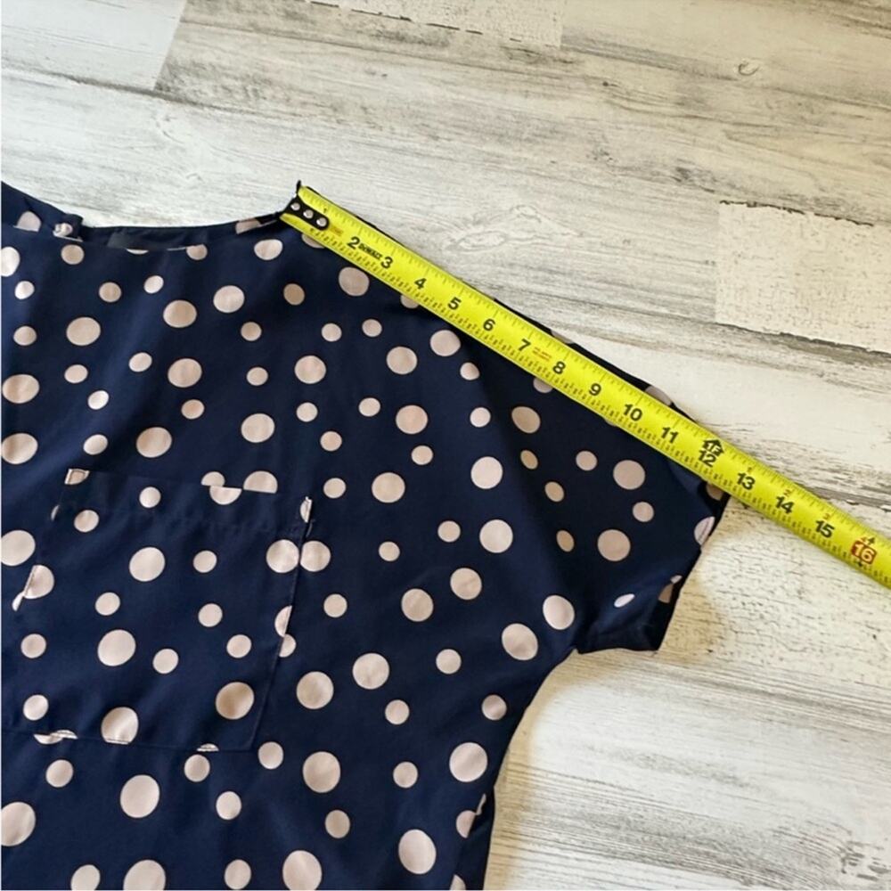 HATCH Navy Blue Polka Dot Maternity Short Sleeve Blouse Button Back Small - Picture 11 of 12